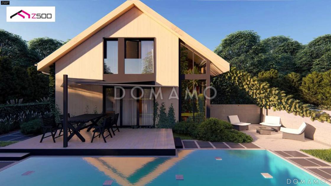 Проект мансардного дома с панорамными окнами / 3