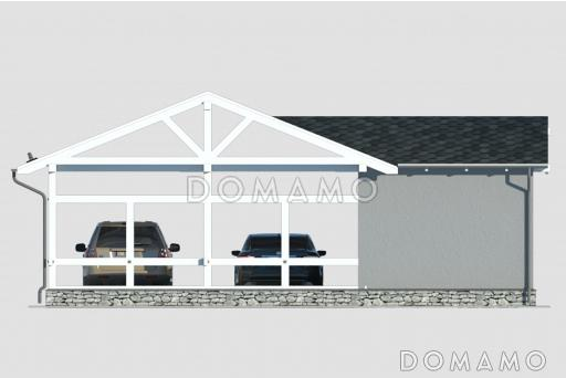 Проект навеса для двух автомобилей с хозблоком / Фасад 3