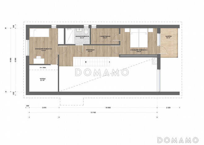 М-153 одноэтажный с мансардой / План мансардного этажа