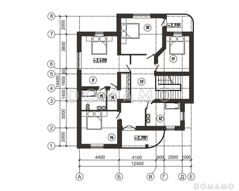 Проект просторного загородного коттеджа с гаражом / План 2 этажа