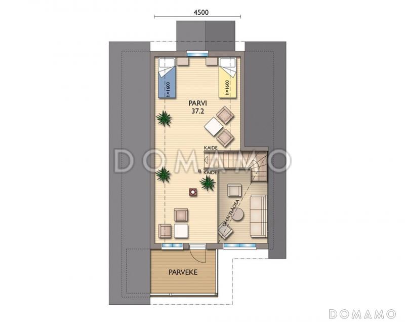 Проект каркасного дома до 100 кв.м / План мансардного этажа