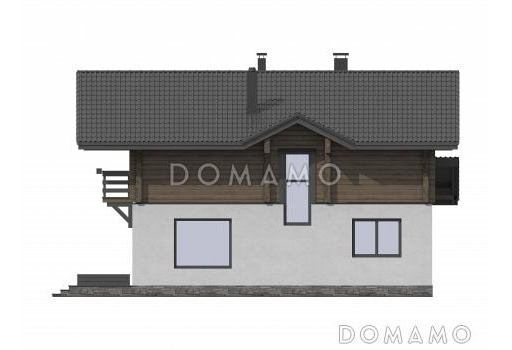 Проект двухэтажного дома в стиле шале из газобетона и бруса / Фасад 1