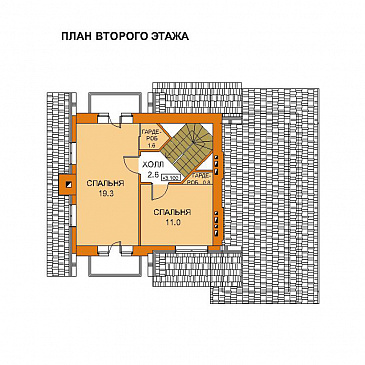 Проект дачного дома из газобетона для небольшой семьи / План мансардного этажа Проект дачного дома из газобетона для небольшой семьи / План мансардного этажа