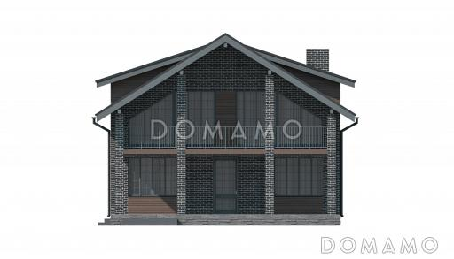 Проект дома с террасами и балконами, спальней на первом этаже, большой кухней столовой, просторным холлом / Фасад 4