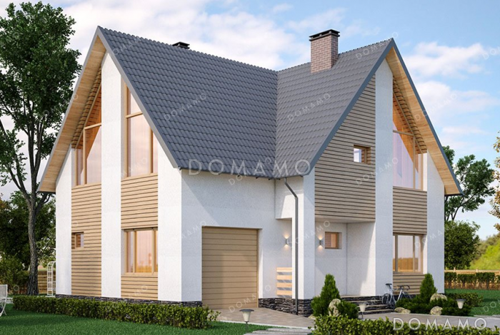 Проект одноэтажного дома с мансардой и гаражом в современном стиле Проект одноэтажного дома с мансардой и гаражом в современном стиле