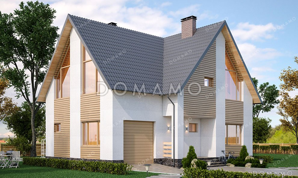 Проект одноэтажного дома с мансардой и гаражом в современном стиле / 3