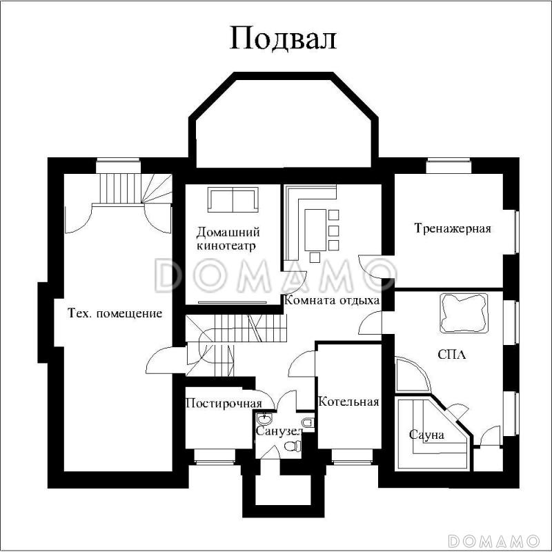 Красивый дом в стиле модерн / Цокольный этаж