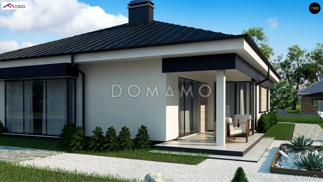 Проект одноэтажного дома функциональной планировки с  большой гостиной и изолированной кухней с кладовой, просторной ванной / 5