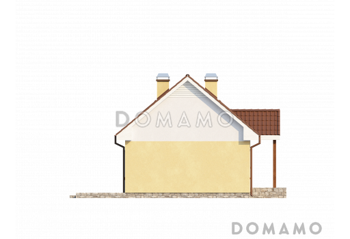 Проект одноэтажного мансардного дома из газобетона с четырьмя спальнями / Фасад 4
