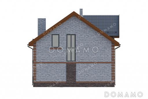 Проект компактного дома с мансардой, 4 спальнями и большим балконом / Фасад 1