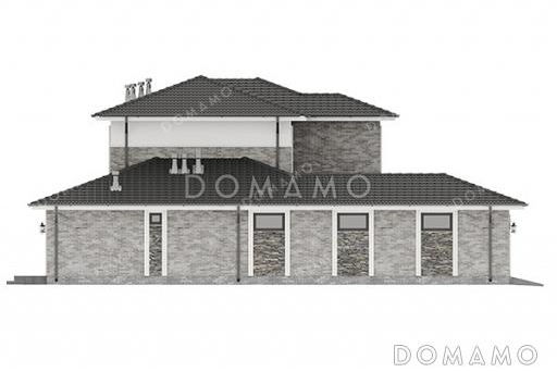 Проект двухэтажного дома с 3 спальнями, парной, террасой и большим гаражом и / Фасад 2