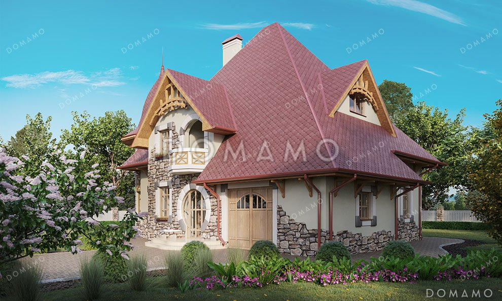 Проект дома с эркером и террасой в стиле замка / 2