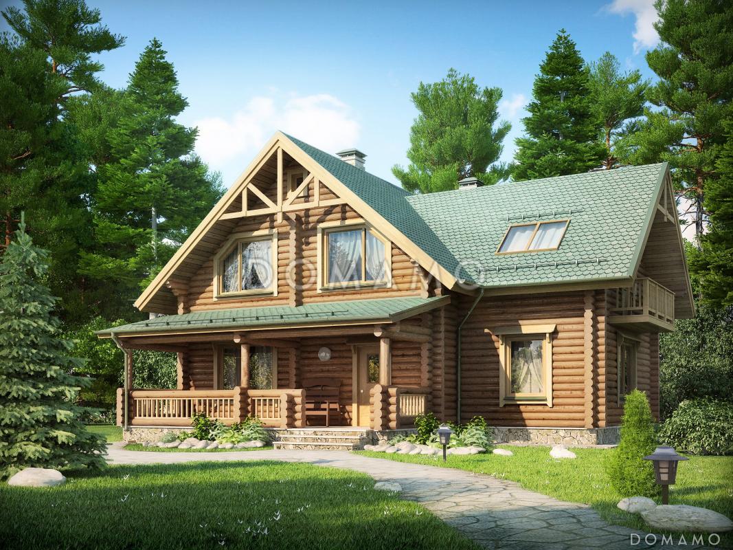Проект деревянного дома из оцилиндрованного бревна / 1