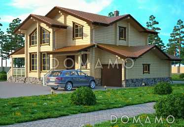Проект дома из клееного бруса с гаражом