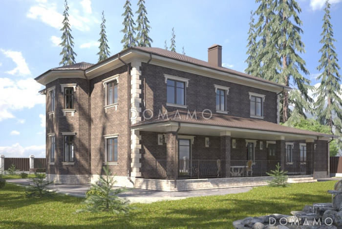 Проект загородного дома с гаражом, сауной, террасой, спортзалом Проект загородного дома с гаражом, сауной, террасой, спортзалом