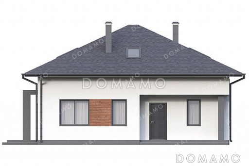 Проект дома с мансардой и террасой в современном стиле / Фасад 2