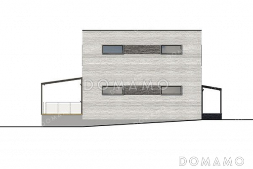 Проект двухэтажного дома с большой террасой, гаражом и подвалом / Фасад 2 Проект двухэтажного дома с большой террасой, гаражом и подвалом / Фасад 2