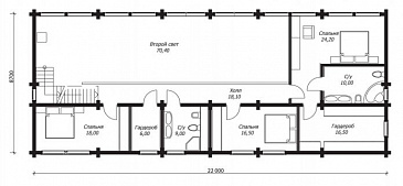 Проект большого двухэтажного дома из клееного бруса с гаражом / План 2 этажа Проект большого двухэтажного дома из клееного бруса с гаражом / План 2 этажа