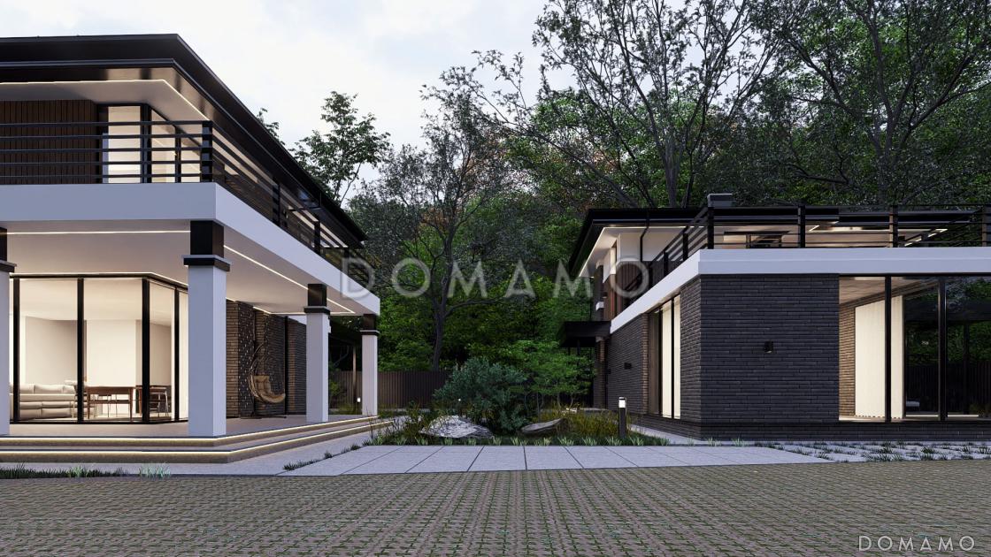 Проект двухэтажного дома с мастер-спальней, балконом и большой крытой террасой / 8