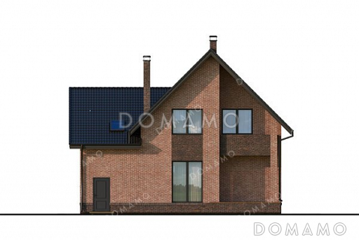 Проект одноэтажного дома с мансардой, гаражом на два автомобиля и террасой / Фасад 3