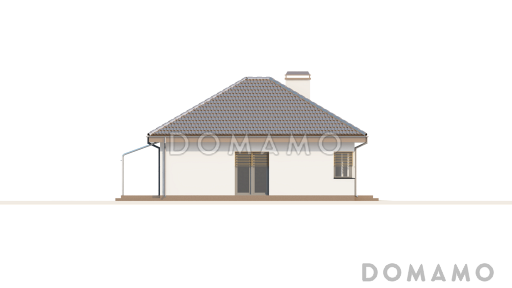 Проект одноэтажного дома из газобетона с большим встроенным гаражом на два автомобиля и мастерской  / Фасад 2