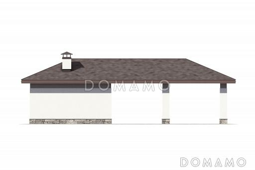 Навес на два автомобиля с техническим и хозяйственным помещениями / Фасад 3