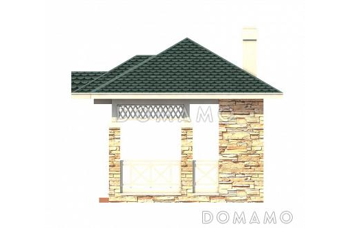 Проект беседки с отделкой из декоративного камня / Фасад 1