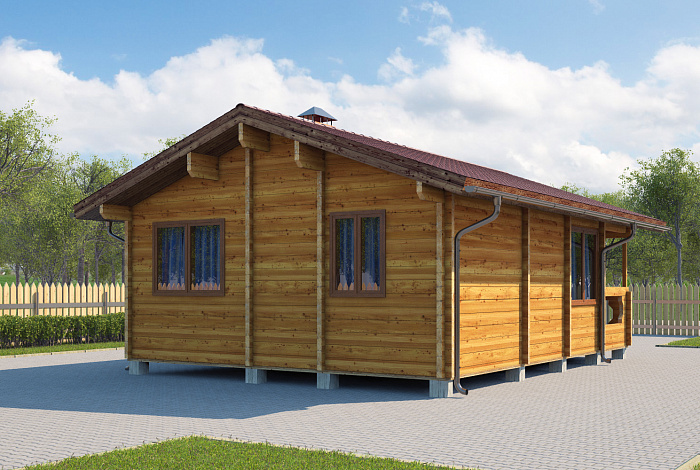 Проект одноэтажного дома с двумя спальнями и санузлом