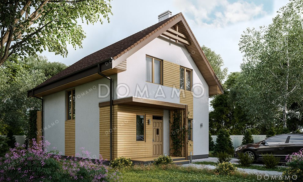 Проект одноэтажного дома с мансардой и террасой / 2