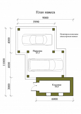 Проект навеса на два машиноместа с кладовой / План 1 этажа Проект навеса на два машиноместа с кладовой / План 1 этажа