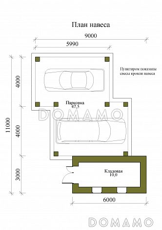Проект навеса на два машиноместа с кладовой / План 1 этажа Проект навеса на два машиноместа с кладовой / План 1 этажа