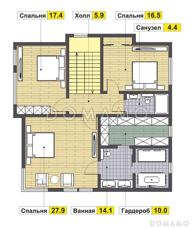 Проект современного дома из газобетона / План 2 этажа