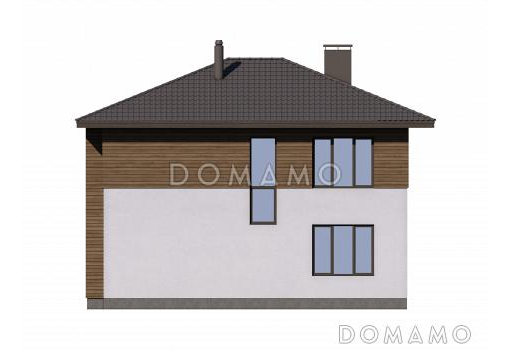 Проект загородного дома с террасой, большой гардеробной, кабинетом / Фасад 3