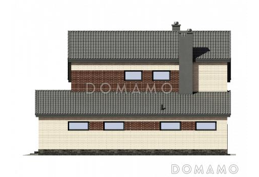 Проект загородного дома с гаражом на 2 машины, прихожей с гардеробом, кабинетом / Фасад 4