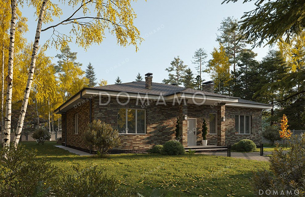 Проект одноэтажного дома с просторной террасой и гостиной / 2