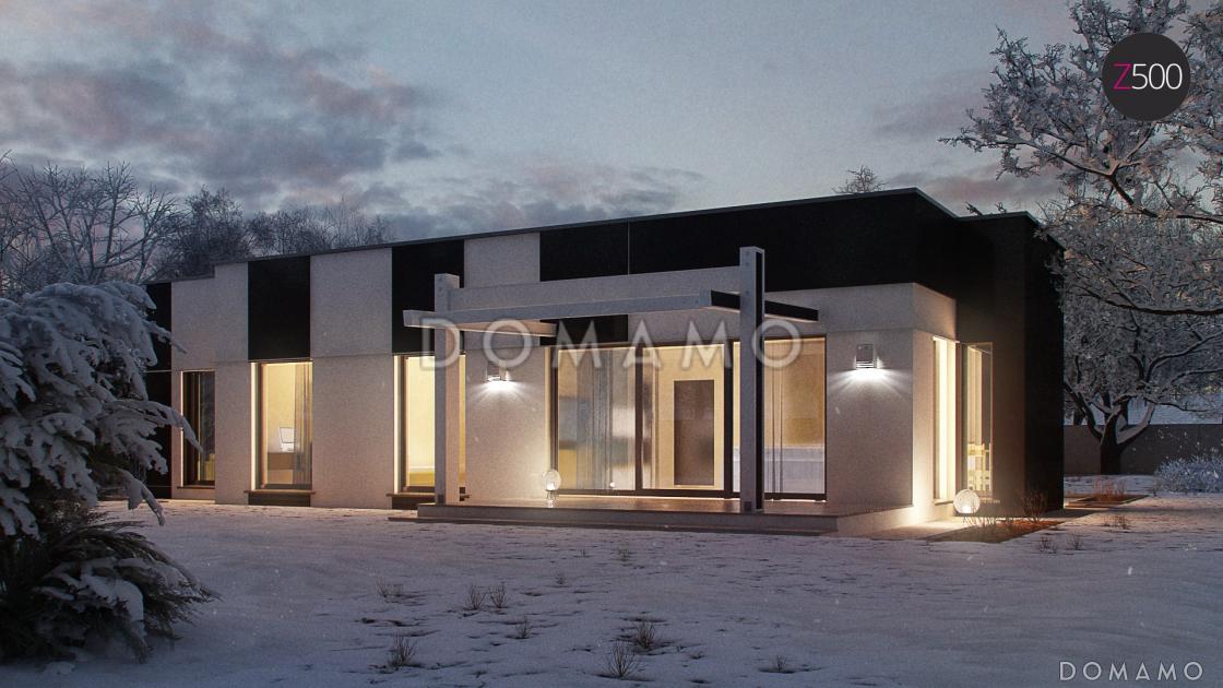 Проект современного одноэтажного дома из кирпича со светлой просторной гостиной и тремя спальнями в стиле хай-тек / 11