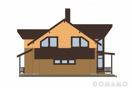 Проект кирпичного дома с эркером и гаражом для одной машины / Фасад 2