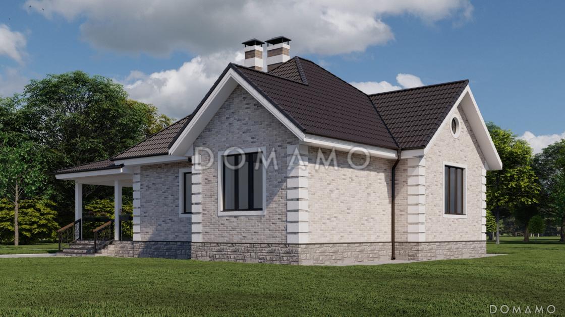 Проект одноэтажного дома из керамоблока с мастер-спальней и крытой террасой / 2