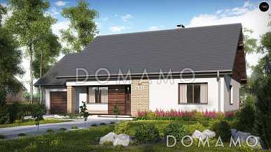 Проект одноэтажного дома из газобетона с тремя спальнями и гаражом, с возможностью обустроить мансарду Проект одноэтажного дома из газобетона с тремя спальнями и гаражом, с возможностью обустроить мансарду