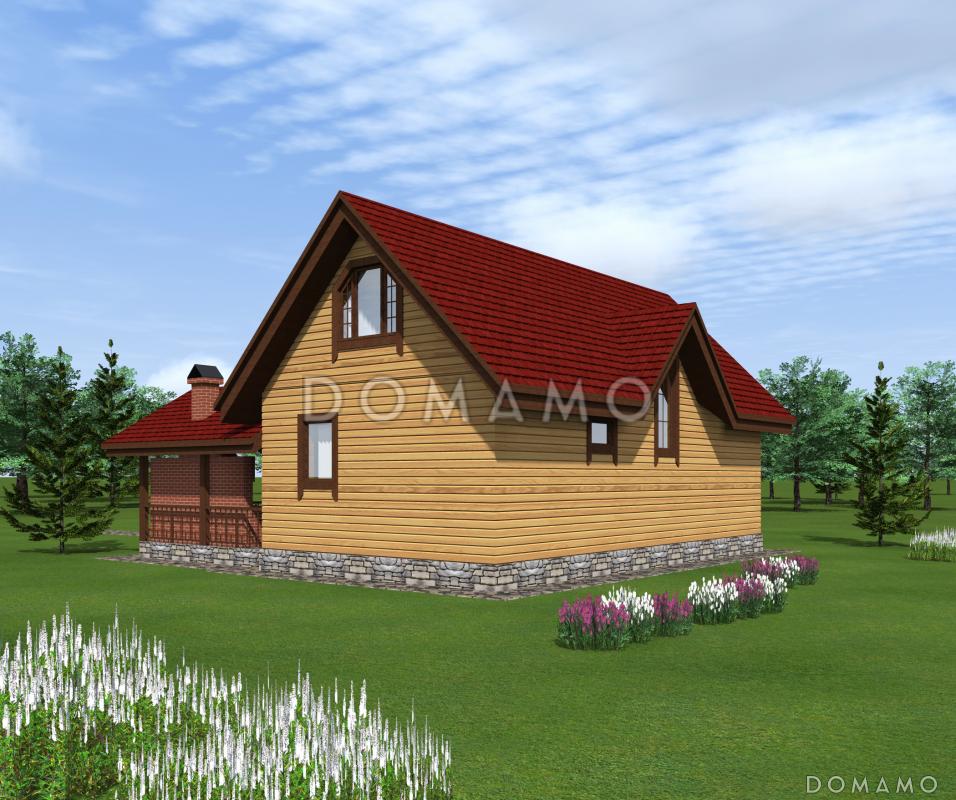 Проект бани с жилой мансардой, террасой и барбекю. / 2