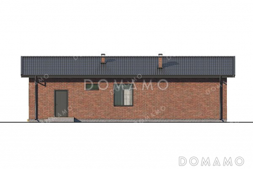 Проект одноэтажного дома с двумя спальнями и террасой / Фасад 2