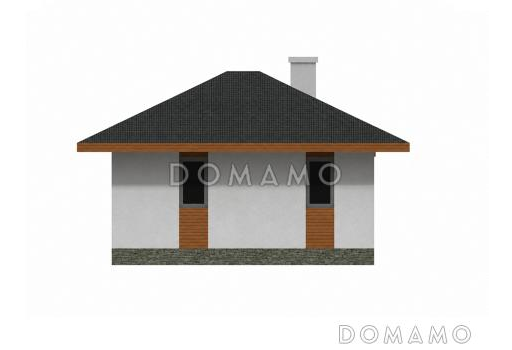 Проект одноэтажной бани из газобетона с окнами в пол и комнатой отдыха / Фасад 3