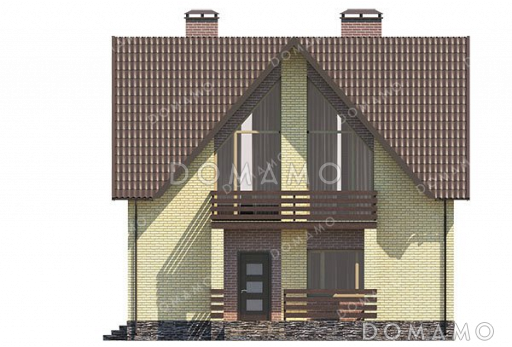 Проект одноэтажного дома с большой гостиной и мансардой / Фасад 2