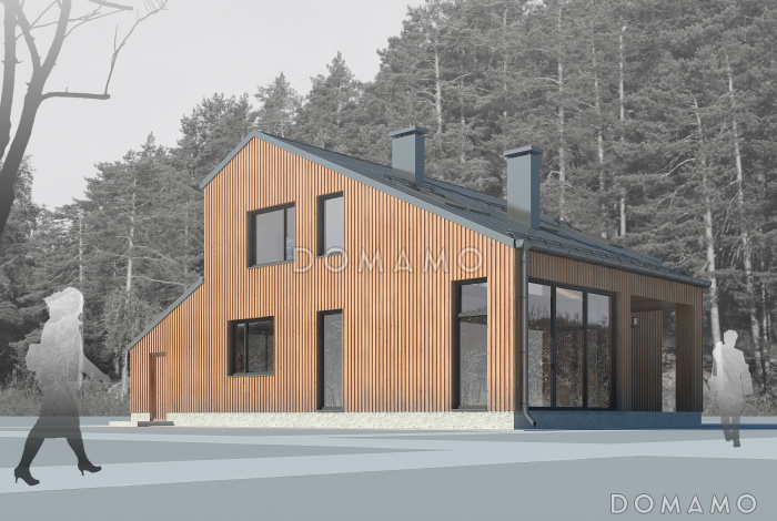 Проект дома из пеноблоков с террасой и гаражом Проект дома из пеноблоков с террасой и гаражом