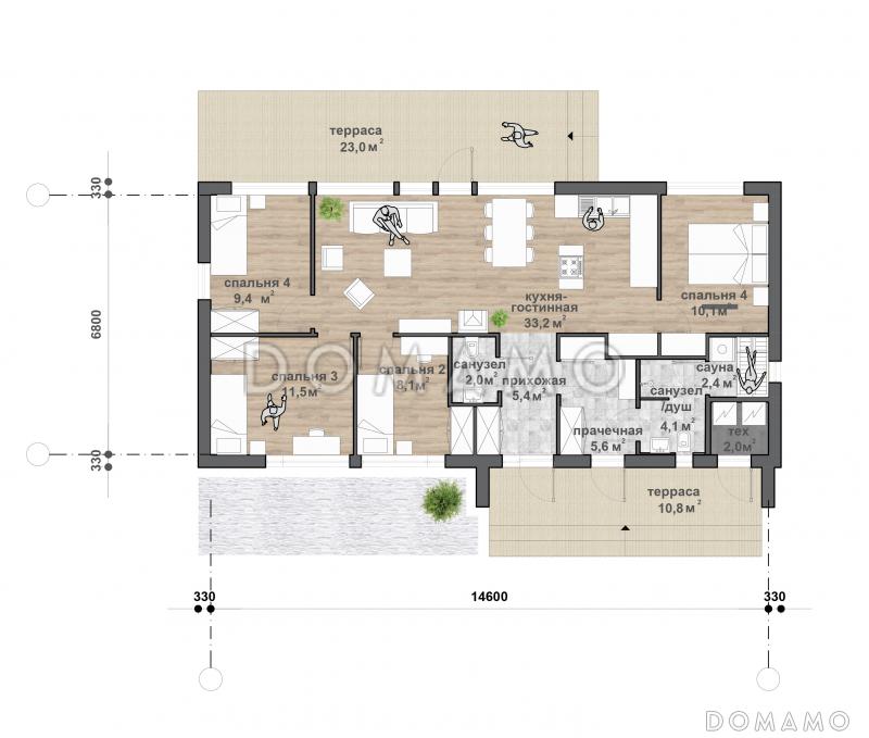 C-131 одноэтажный дом / План 1 этажа C-131 одноэтажный дом / План 1 этажа