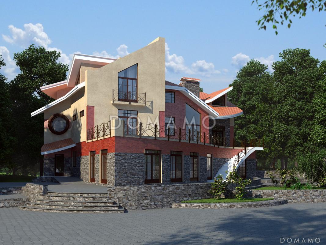 Проект комфортабельного дома с баней, бассейном, сауной и огромной террасой с барбекю / 1