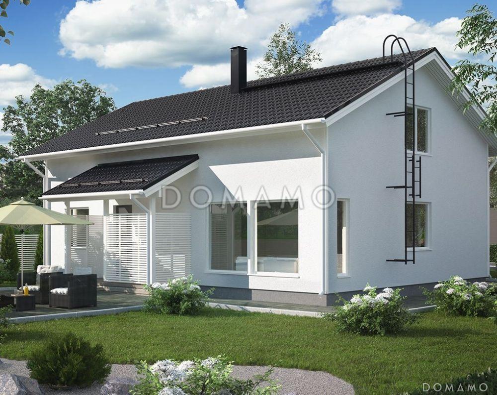 Проект каркасного дома с тремя спальнями на мансардном этаже / 1