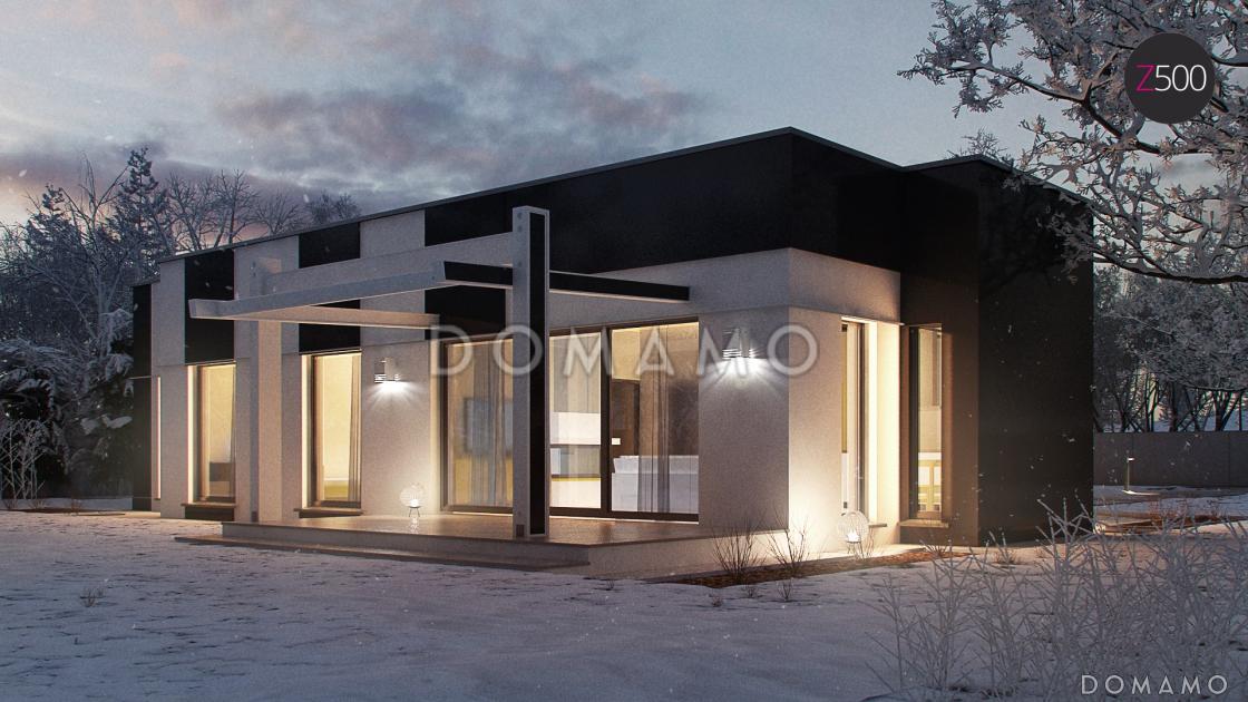 Проект современного одноэтажного дома из газобетона со светлой просторной гостиной и тремя спальнями в стиле хай-тек / 8