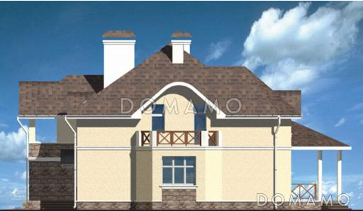 Проект дома из кирпича с гаражом для одной машины / Фасад 1