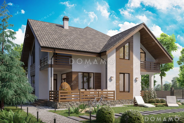 Проект одноэтажного дома с мансардой и террасой